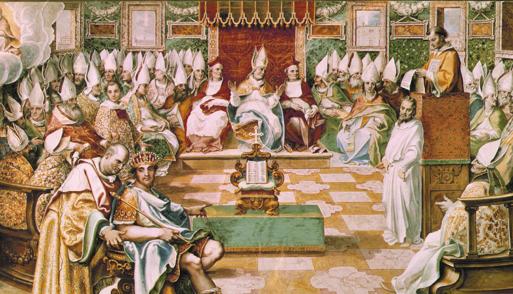Tableau de Cesar Nebbia (vers 1560). Ouverture du concile de Nicée. L’empereur Constantin est au premier plan. Tableau de Cesar Nebbia (vers 1560). Ouverture du concile de Nicée. L’empereur Constantin est au premier plan. / ©Libre de droits